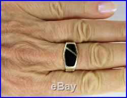 Vintage Art Deco 14K Yellow Gold Man's Men's Ring w Black Onyx c1930s-40s