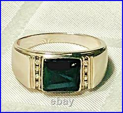 Vintage Art Deco Black Onyx & Diamond Men's Ring with 8 Diamonds in 925 Size 11
