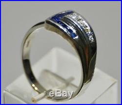 Vintage Art Deco Buckle Ring 14k white gold Diamond, Sapphire mans, ladies band