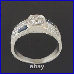 Vintage Art Deco Men's Wedding Ring 14K White Gold 1.7 Ct Lab Created Diamond