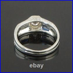 Vintage Art Deco Men's Wedding Ring 14K White Gold 1.7 Ct Lab Created Diamond