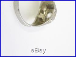 Vintage Art Deco Mens 18k White Gold Old Mine Cut Diamond Ring. 35 Ct Sz 9.25