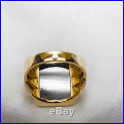 Vintage Art Deco Style 10K Yellow Gold Onyx Intaglio Mens Ring