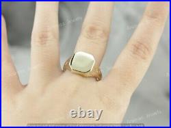 Vintage Art Men's Wedding Engagement Signet Band Ring Yellow Gold Plated Silver