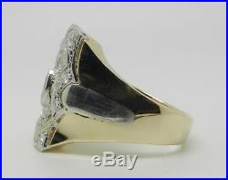 Vintage Art-deco Style 14k Two-tone Gold Mans Diamond Ring Size 10 Lb2949