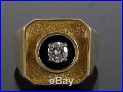 Vintage Artisan 1940s/1950s Heavy Mens 14k Gold Diamond Ring. 56ct 18.95 grams