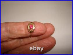 Vintage Beautiful Delicate Coctail ARR 14k Yellow Gold Ruby Stone Ring Size 6.25