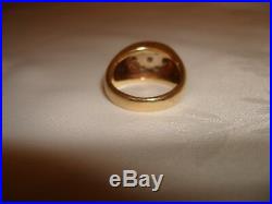 Vintage Beautiful Unique Diamond 14k Yellow Gold Men's Gypsy Signet Ring Size 9