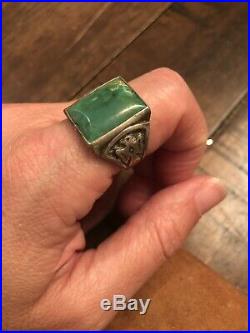 Vintage Bell Sterling Mens Native American Turquoise Ring Size 12 Thunderbird