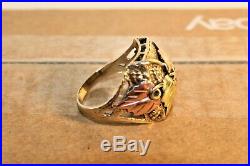 Vintage Black Hills Gold Men's Ring Size 11.75 10 Grams Black Hills Gold Leaves