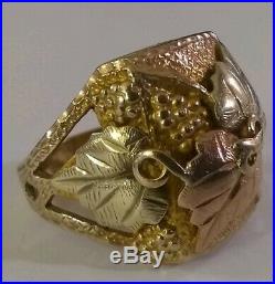 Vintage Black Hills Gold Men's Ring Size 91/2, 10 Grams Black Hills Gold Leaves