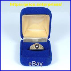 Vintage Black Star Sapphire Diamond 14K Yellow Gold Ring Men/Women Size sz. 9