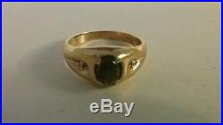 Vintage Black Star Sapphire Diamond 14K Yellow Gold Ring Men/Women Size sz. 9