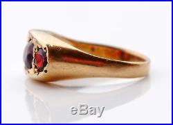 Vintage British Men 3 stone Ring solid 14K Gold Size 10.75US / 5.3gr