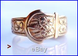 Vintage British Men Belt Ring solid 9K Gold Size 9.75US / 5gr