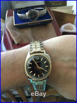 Vintage Bulova Accutron M6 214 Asymmetric 14kt GF Bezel Ring STLSTL Mens Watch