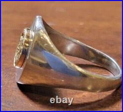 Vintage California State Seal Men's Sterling Gold Ring Size 11 1/2