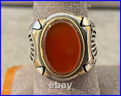 Vintage Carnelian Sterling Silver 10K accents great designed ring size 9-1191.23