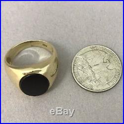 Vintage Classic Mens 14K Gold and Black Onyx Ring, Size 10