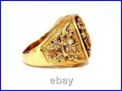 Vintage Coat of Arms Royal Crest Iconic Mens Ring 14kt Gold