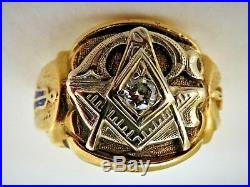 Vintage Craft Men's 10K Yellow Gold Diamond Masonic Shriners Ring SZ 10 (6.2 GM)
