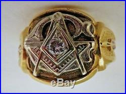 Vintage Craft Men's 10K Yellow Gold Diamond Masonic Shriners Ring SZ 10 (6.2 GM)