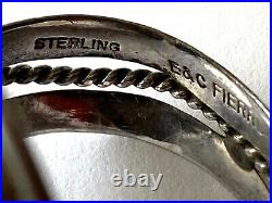Vintage E & C Fierro Huge Turquoise Navajo Men's Ring Sterling 925 Size 13.5