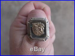 Vintage Eagle Man Aztec Incan Sterling Mexico Mexican Biker Ring 9