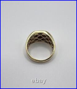 Vintage Elegant 10k Yellow Gold 0.50ct Diamond Square Men's Ring Size 11