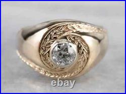 Vintage Engagement Filigree Mens Ring 2Ct Simulated Diamond 14K Yellow Gold Over