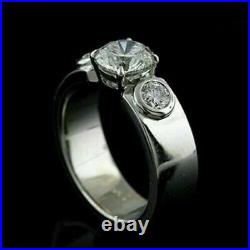 Vintage Engagement Ring For Men's 14K White Gold 2.85 Ct Simulated Round Diamond