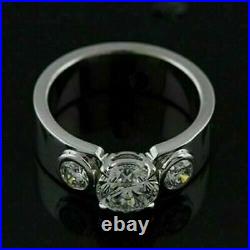 Vintage Engagement Ring For Men's 14K White Gold 2.85 Ct Simulated Round Diamond