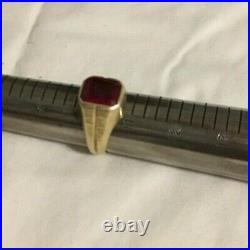 Vintage Esemco 10k Yellow Gold Synthetic Ruby Mens Ring, Free Shipping
