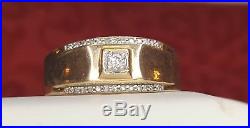 Vintage Estate10k Gold Genuine Natural Diamond Men's Wedding Band Ring Art Deco