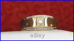 Vintage Estate10k Gold Genuine Natural Diamond Men's Wedding Band Ring Art Deco