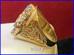Vintage Estate 10k Gold Diamond Rings Men's Lucky Horse Band 3-d 1960 Signed CM