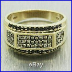 Vintage Estate 10k Solid Yellow Gold 0.42ctw Diamond & Onyx Men's Band Ring