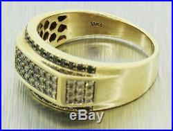 Vintage Estate 10k Solid Yellow Gold 0.42ctw Diamond & Onyx Men's Band Ring