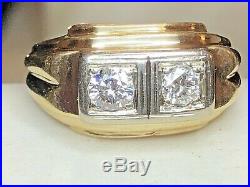 Vintage Estate 14k Gold Diamond Men's Ring Written Appraisal Signed Frco
