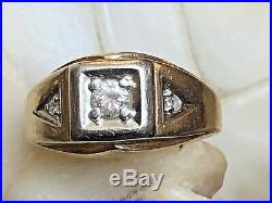 Vintage Estate 14k Gold Diamond Ring Band Men's Jewelry Signed K & S