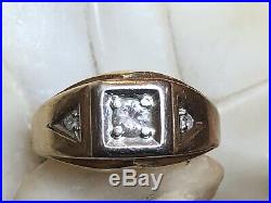 Vintage Estate 14k Gold Diamond Ring Band Men's Jewelry Signed K & S