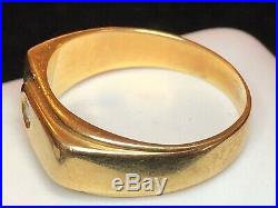 Vintage Estate 14k Gold Diamond Ring Men's Band Wedding Anniversary Art Deco
