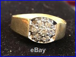 Vintage Estate 14k Gold Diamond Ring Men's Signed Tru-glo With Appraisal Wedding