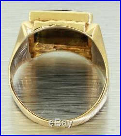 Vintage Estate 14k Solid Yellow Gold Rectangular Onyx Men's Ring