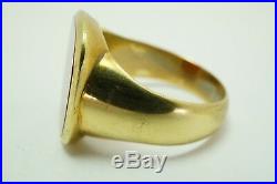 Vintage Estate 14k Yellow Gold Carnelian Men's Ring Size 11.75
