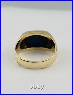 Vintage Estate 14k Yellow Gold Natural Blue Lapis Lazuli Men's Ring