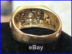 Vintage Estate 18k Natural Gold Diamond Band Ring Men's Ring Wedding Aniversar