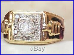 Vintage Estate 18k Natural Gold Diamond Band Ring Men's Ring Wedding Aniversar