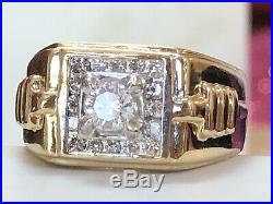 Vintage Estate 18k Natural Gold Diamond Band Ring Men's Ring Wedding Anniversar