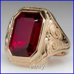 Vintage & Estate 7Ct Men's Jewelry Ruby Bold Men's Ring in 18K Rose Gold Over